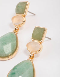 Gold Green Aventurine Mixed Shape Drop Earrings - link has visual effect only