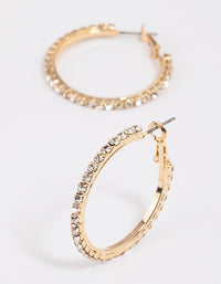 Gold Mixed Size Diamante Hoop Earrings - link has visual effect only