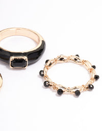 Black Enamel Rectangle Triple Stack Ring - link has visual effect only