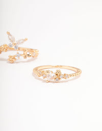 Gold Plated Floral Stone Ring Pack - link has visual effect only