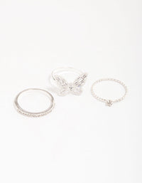 Silver Plated Cubic Zirconia Butterfly Ring Pack - link has visual effect only