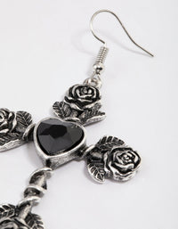 Antique Silver Rose & Heart Drop Earrings - link has visual effect only