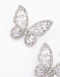 Rhodium Flutter Butterfly Cubic Zirconia Stud Earrings - link has visual effect only