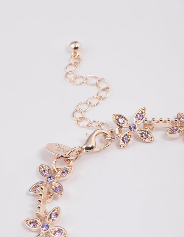 Vembley Trendy Rose Gold Plated Crystal Fashion Bracelet for Girls
