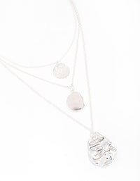 Silver Plated Brass Trio Layered Molten Disc Necklace - link has visual effect only