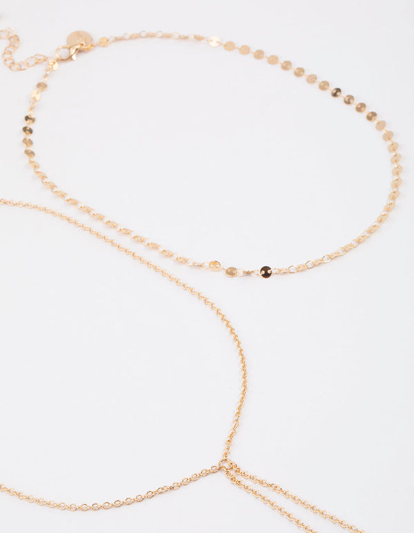 Gold Disc Link Layered Necklace