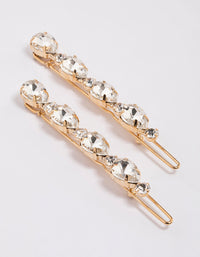 Gold Diamante Hair Clips Pack - link has visual effect only