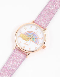 Kids Rainbow Glitter Faux Leather Watch - link has visual effect only