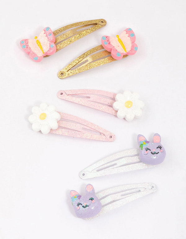 Kids Mixed Cat & Flower Hair Snaps 6-Pack