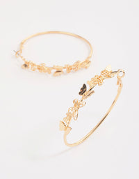 Gold Mini Butterfly Hoop Earrings - link has visual effect only