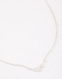 Silver Plated Cubic Zirconia Dainty Cupchain Floral Necklace - link has visual effect only