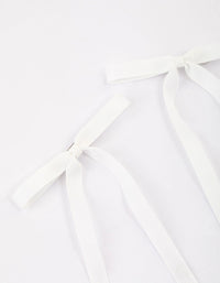 White Fabric Hair Bows Pack - link has visual effect only