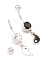 Surgical Steel Yin & Yang Drop Belly Ring Pack - link has visual effect only