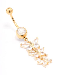 Gold Plated Surgical Steel Triangular Graduating Butterfly Belly Ring - link has visual effect only