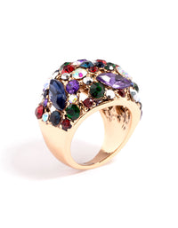 Gold Cluster Diamante Dome Ring - link has visual effect only