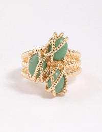 Gold Plated Wrapped Triple Stone Ring - link has visual effect only