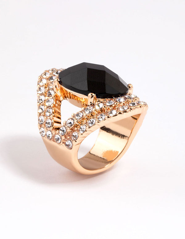 Buy LOVISA Gold And Black Stone Ring - Multi At 5% Off