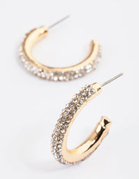 Gold Diamante Tube Hoop Earrings - link has visual effect only