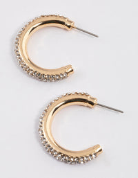 Gold Diamante Tube Hoop Earrings - link has visual effect only