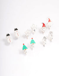 Kids Christmas Snowman Clip On Earrings 5-Pack - link has visual effect only