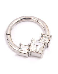 Surgical Steel Princess Cut Clicker Ring - link has visual effect only