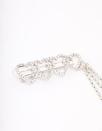 Rhodium Heart Diamante Cupchain Hair Clip - link has visual effect only