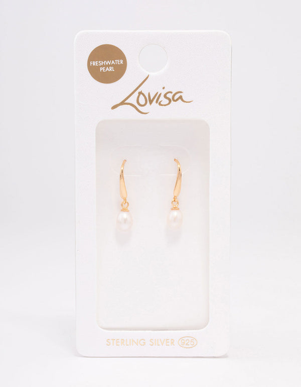 Lovisa Gold Plated Sterling Silver Freshwater Pearl Fish Hook Earrings