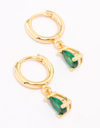 Gold Plated Sterling Silver Pear Drop Huggie Earrings - link has visual effect only