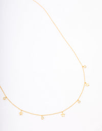 Gold Plated Sterling Silver Alternating Cubic Zirconia Star Pendant Necklace - link has visual effect only