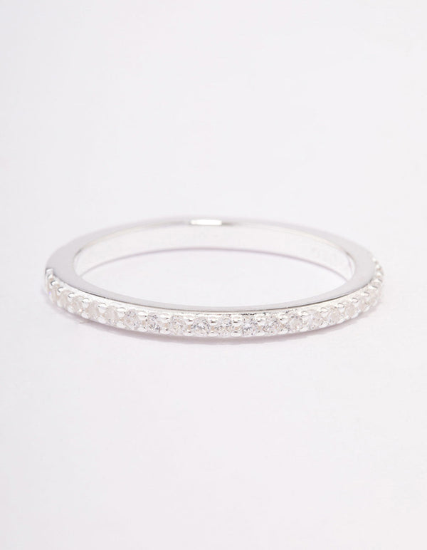 Sterling Silver Cubic Zirconia Pave Band Ring - Lovisa