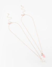 Rose Gold Teddy & Mushroom Short Necklace Pack - link has visual effect only