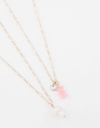 Rose Gold Teddy & Mushroom Short Necklace Pack - link has visual effect only