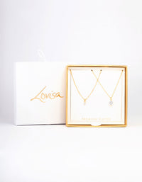 Gold Plated Delicate Cubic Zirconia Necklace Pack - link has visual effect only