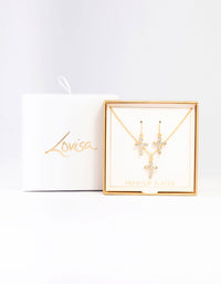 Gold Plated Diamante Cross Jewellery Set - link has visual effect only