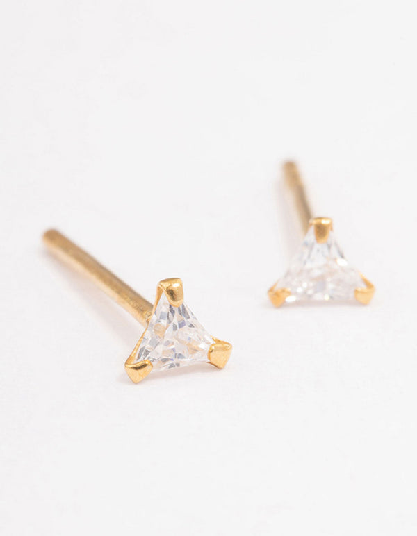 Gold Plated Sterling Silver Baby Triangular Stud Earrings