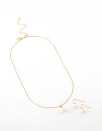 Gold Plated Freshwater Pearl Jewellery Set - link has visual effect only