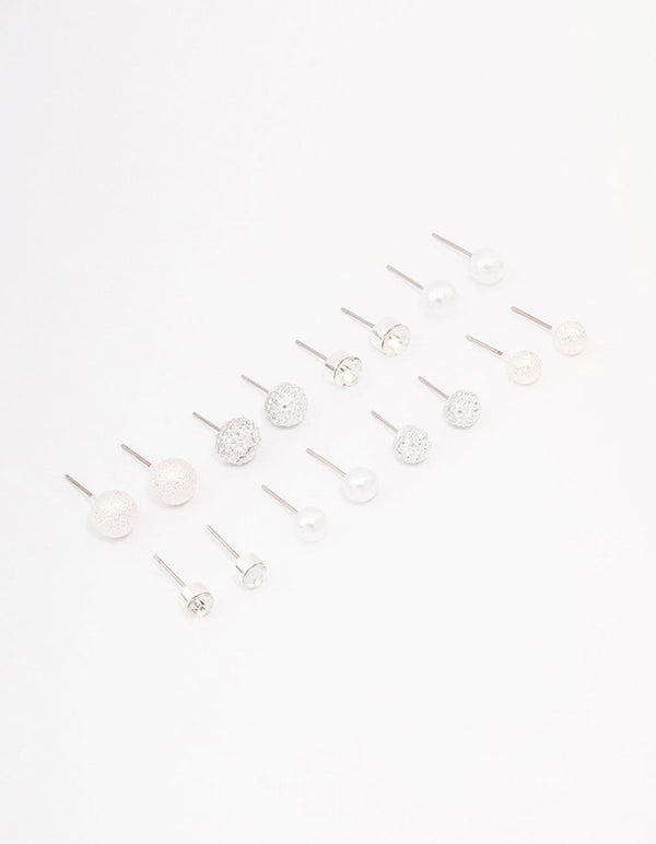 Silver Pearl Jelly Earring 8-Pack