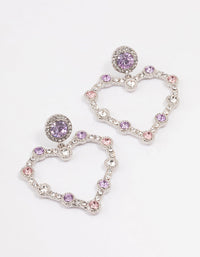 Rhodium Diamante Heart Drop Earrings - link has visual effect only