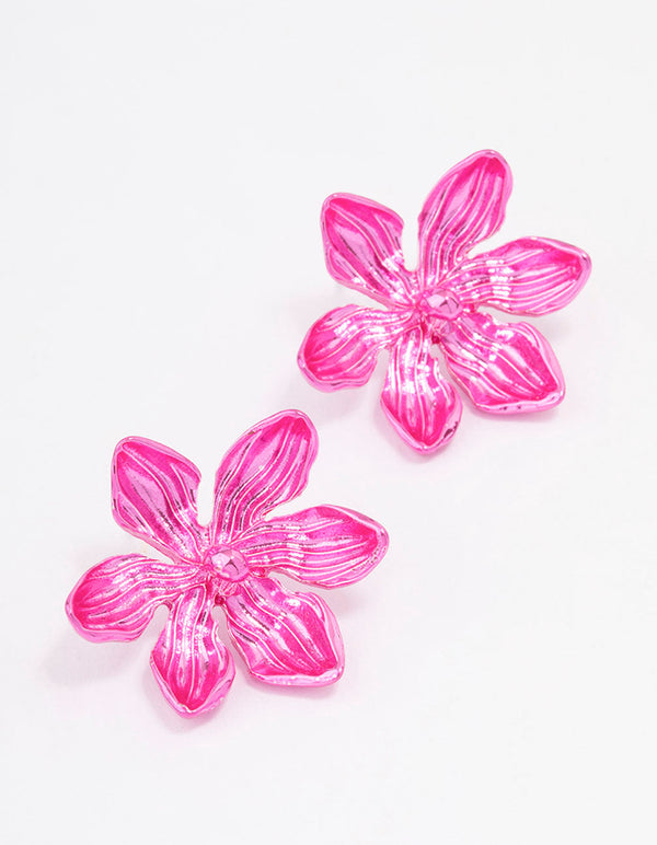 Pink Small Flower Stud Earrings