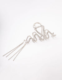 Rhodium Wavy Diamante Cupchain Hair Claw Clip - link has visual effect only