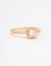 Gold Plated Mini Cushion Cubic Zirconia Engagement Ring - link has visual effect only