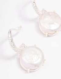 Silver Plated Cubic Zirconia & Freshwater Pearl Hook Drop Earrings - link has visual effect only