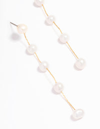 Gold Plated Freshwater Pearl Long Drop Earrings - link has visual effect only