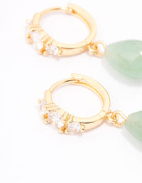 Gold Plated Semi-Precious Drop Diamante Huggie Earrings - link has visual effect only