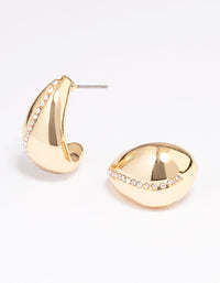 Gold Plated Wide Teardrop Crystal Hoop Earrings - link has visual effect only