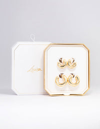 Gold Plated Chubby Hoop Earring Pack - link has visual effect only