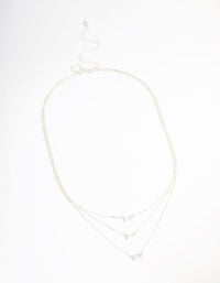 Silver Plated Cubic Zirconia Baguette Layered Necklace - link has visual effect only