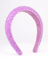 Lilac Fabric Facet Bead Embellished Headband - link has visual effect only