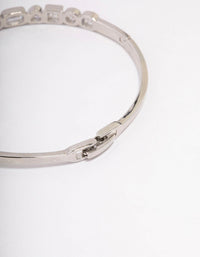 Rhodium Cubic Zirconia Mixed Shape Stone Bangle - link has visual effect only