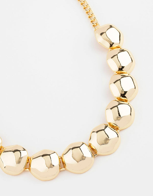 Lovisa Gold Mesh Necklace With Large Baguette Stone and 